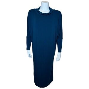 Bryn Walker Isle Dolman Midi Dress S Cowl Stretch Jersey Knit Blue